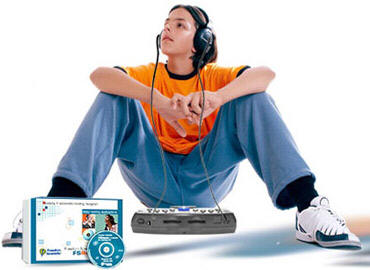 Teen listening to audio with FSReader and a PAC Mate BX400